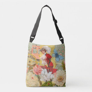 Bolso Cruzado Dama victoriana mujer elegante rica ilustración ro