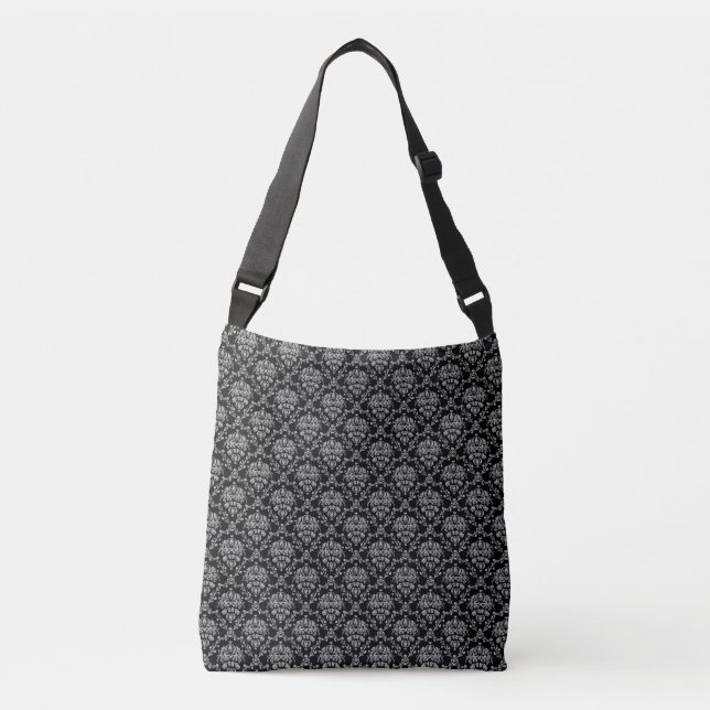 Bolso Cruzado Damasco negro y de plata (Anverso)