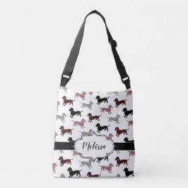 Bolso Cruzado Damask Dachshunds Personalizado Retro