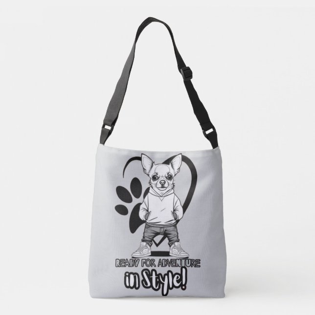 Bolso Cruzado Dapper Doggo: Chihuahua con swag (Reverso)