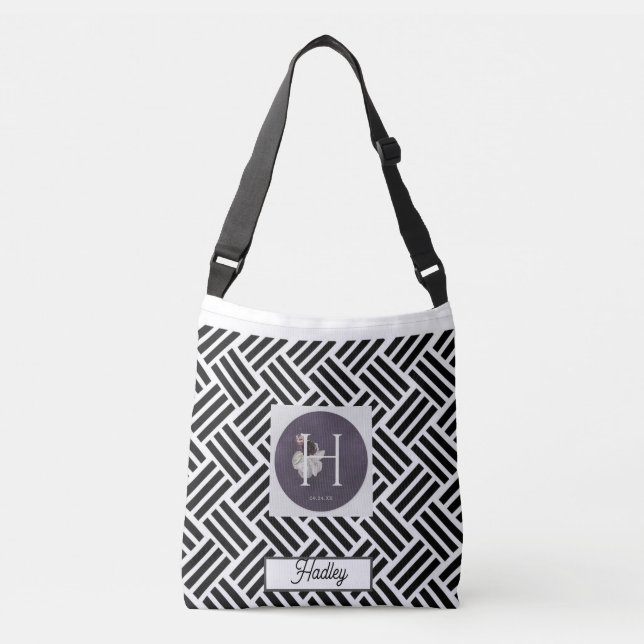 Bolso Cruzado Declaración sutil: Tote Stenciled Hopsack Weave (Anverso)