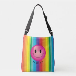 Bolso Cruzado Decora Kei Rainbow Striped Emoji sonriente