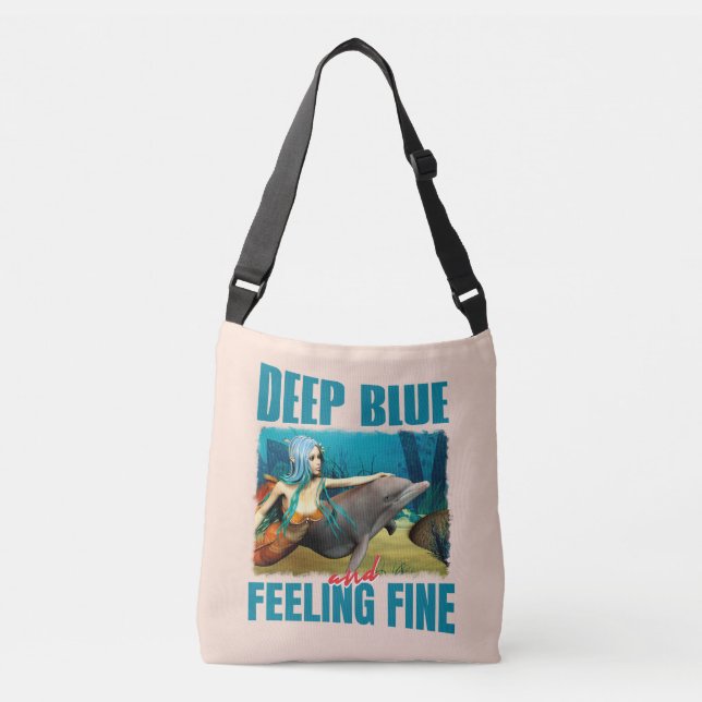 Bolso Cruzado Deep Blue y Feed Fine Mermaid and Dolphin (Anverso)