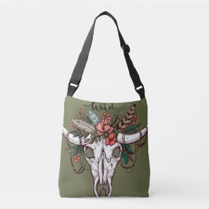 Bolso Cruzado Deer Skull Floral Flores Boho Design