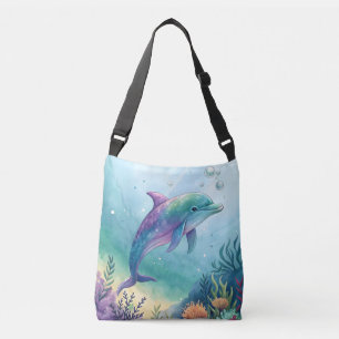 Bolso Cruzado delfín pintado a la acuarela