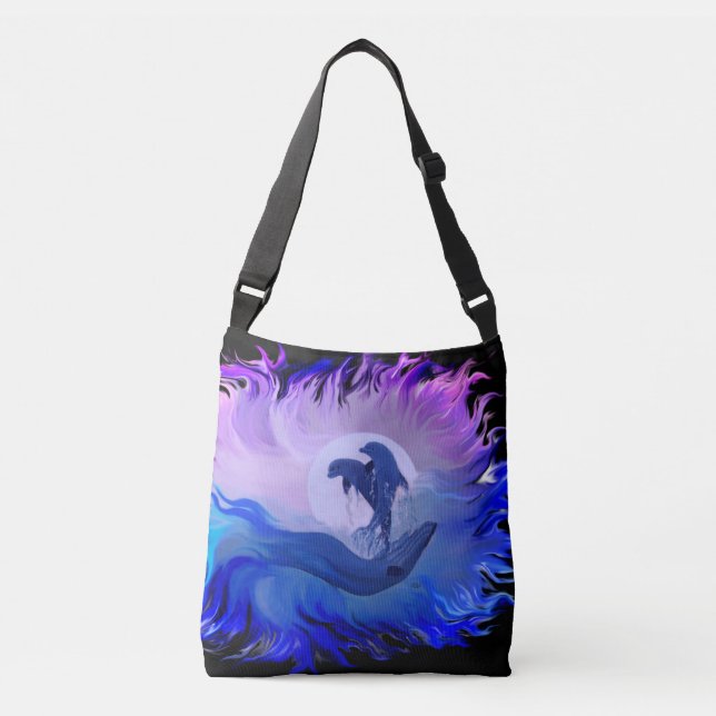 Bolso Cruzado Delfines en la luna (Anverso)