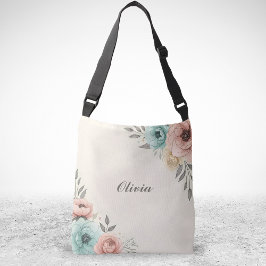 Bolso Cruzado Delicados Flores Sketchy Acuarela 