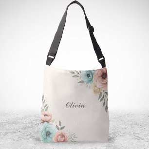 Bolso Cruzado Delicados Flores Sketchy Acuarela
