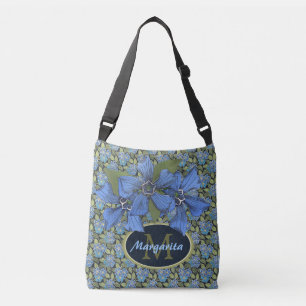 Bolso Cruzado Delicia de flores silvestres azules del cielo 