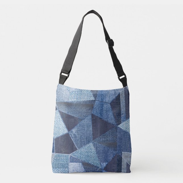 Bolso Cruzado Denim Urban: Doloridos Parchwork a rayas. (Anverso)