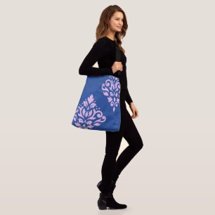 Bolso Cruzado Desplazar el arte de Damask I rosado en azul