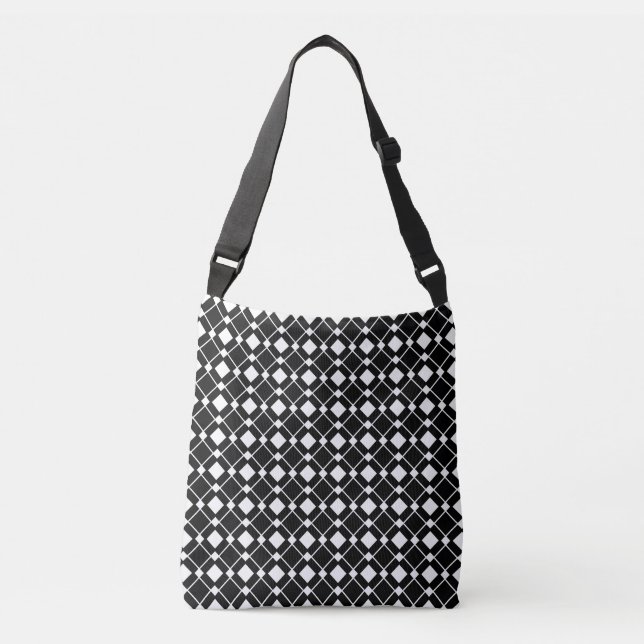 Bolso Cruzado Diamantes blancos y negros - Patrón Lozenge (Anverso)