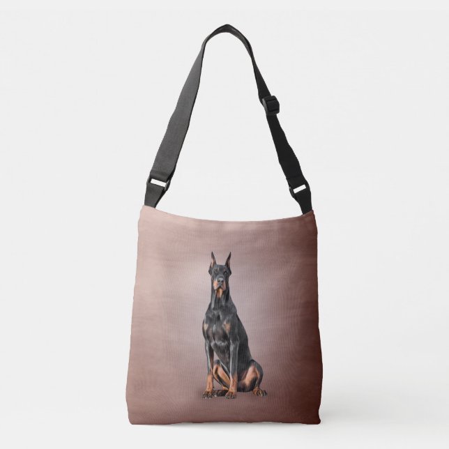 Bolso Cruzado Dibujar perro Doberman (Anverso)