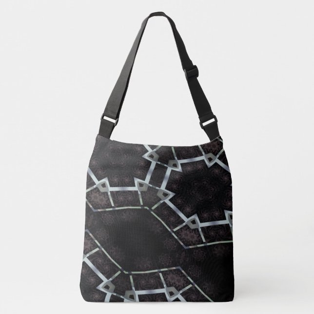 Bolso Cruzado Dibujo abstracto MODERNO en gris negro (Anverso)