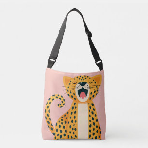 Bolso Cruzado Dibujo animado caprichoso de un guepardo bostezand
