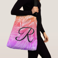 Dibujo de hojas blancas rosadas monograma negro de