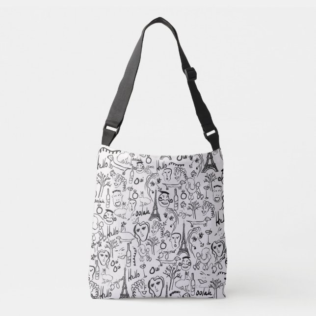 Bolso Cruzado Dibujo de la Línea Blanca y Negra de la Calle de P (Anverso)