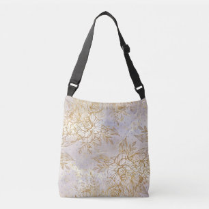 Bolso Cruzado Dibujo de línea de Rosa elegante de oro