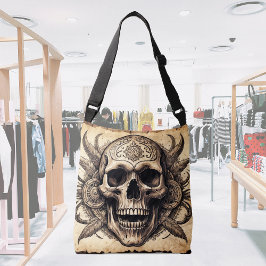 Bolso Cruzado Dibujo de tinta de cráneo pirata