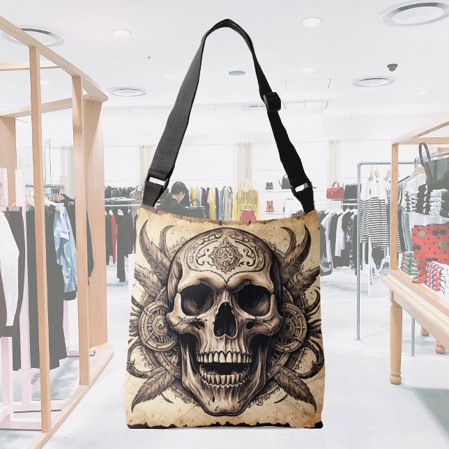 Bolso Cruzado Dibujo de tinta de cráneo pirata (Subido por el creador)