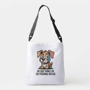 Bolso Cruzado Dibujo divertido de perro mayordomo con cita