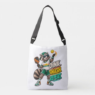 Bolso Cruzado Dink Smash Repeat Raccoon Pickleball Tote Bag