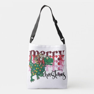 Bolso Cruzado Dinosaurio con Navidades de Santa Claus