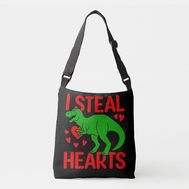 Bolso Cruzado Dinosaurio verde Valentine I Robar corazones (Anverso)