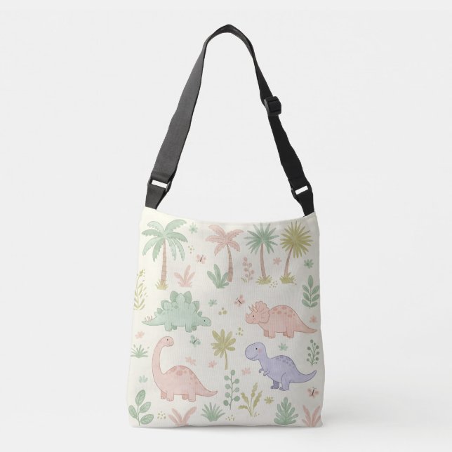 Bolso Cruzado Dinosaurios Cute Pastel (Anverso)