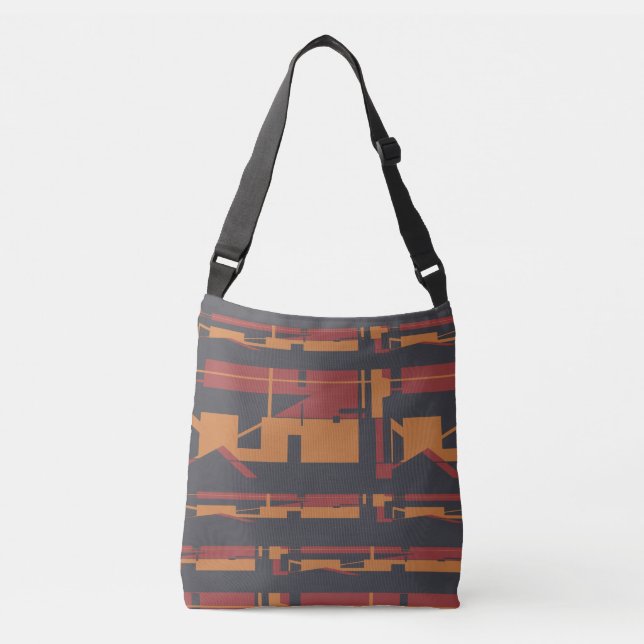 Bolso Cruzado Diseño abstracto del suroeste negro Naranja de Bor (Anverso)