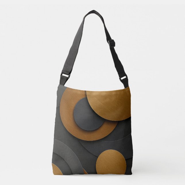 Bolso Cruzado Diseño abstracto geométrico de lujo negro y oro (Anverso)