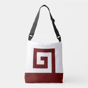 Bolso Cruzado diseño abstracto helicoidal de Burdeos sobre blanc