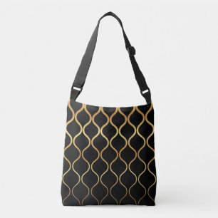 Bolso Cruzado Diseño abstracto negro, dorado, fresco, moderno, r