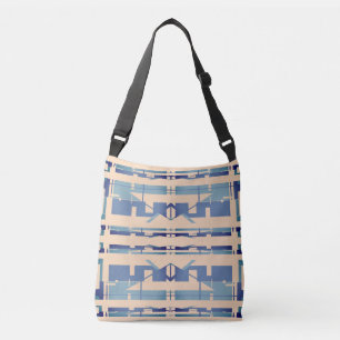 Bolso Cruzado Diseño abstracto simétrico Slate Seafoam sobre Cor