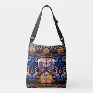 Bolso Cruzado Diseño chino bordado de los pescados