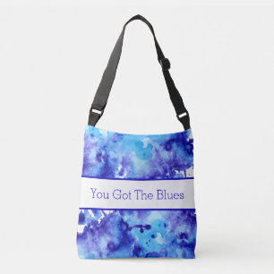 Bolso Cruzado Diseño de acuarela azul abstracto