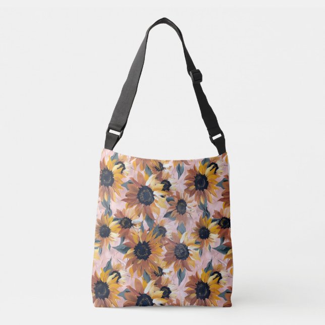 Bolso Cruzado Diseño de acuarela de girasol (Anverso)