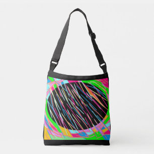 Bolso Cruzado Diseño de arte rayas verdes y negras claras