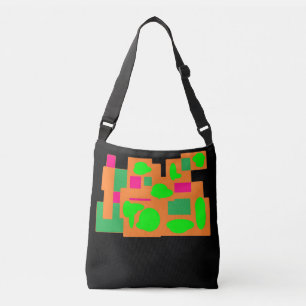 Bolso Cruzado Diseño de bloques color verde melocotón y rosa sob