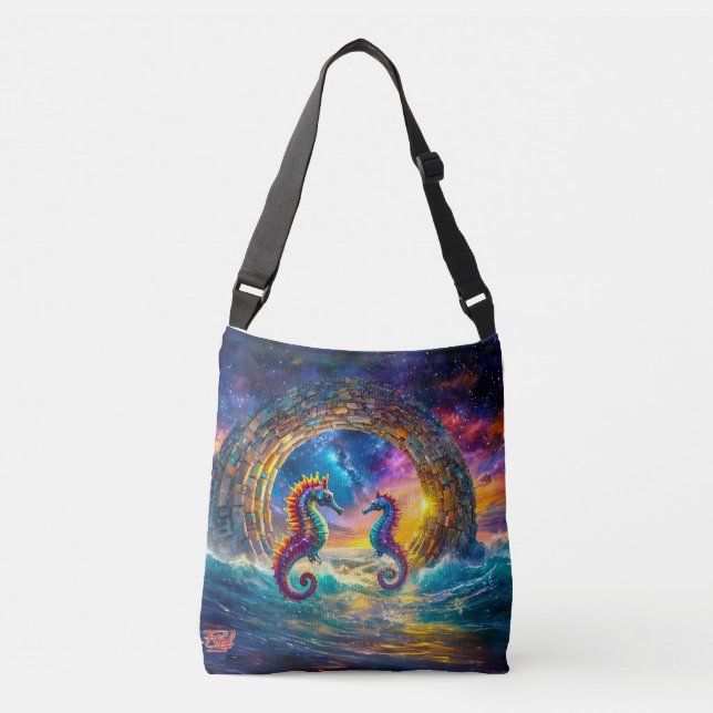 Bolso Cruzado Diseño de caballitos de mar StarGate por Rich AMeN (Anverso)