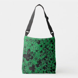 Bolso Cruzado Diseño de flores en verde