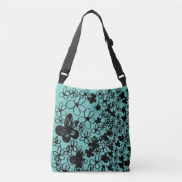 Bolso Cruzado Diseño de flores en verde azul