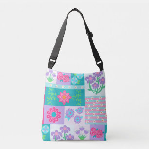 Bolso Cruzado Diseño de flores vibrantes en flor