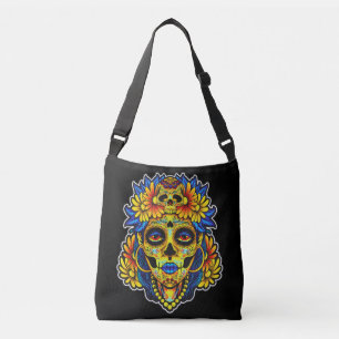 Bolso Cruzado Diseño de Ilustracion de cráneo de azucar artístic
