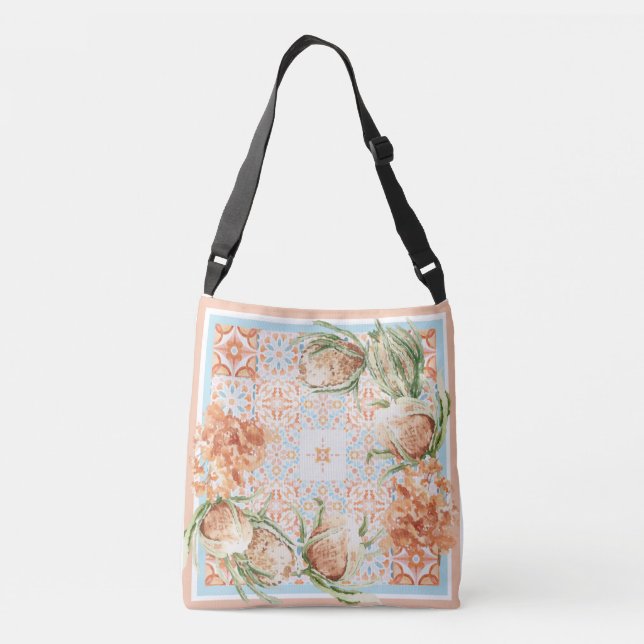 Bolso Cruzado Diseño de la bufanda floral (Reverso)