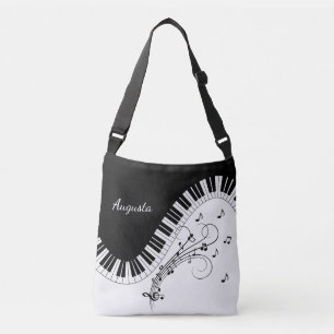 Bolso Cruzado Diseño de música para teclado de piano con nombre