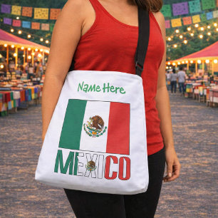 Bolso Cruzado Diseño de nombre personalizado de la bandera de Mé