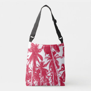 Bolso Cruzado Diseño de palmeras tropicales en rojo y blanco