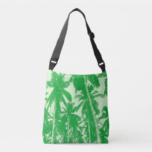 Bolso Cruzado Diseño de palmeras tropicales en tonos verdes