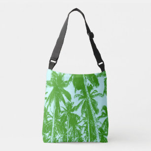 Bolso Cruzado Diseño de palmeras tropicales en verde y azul